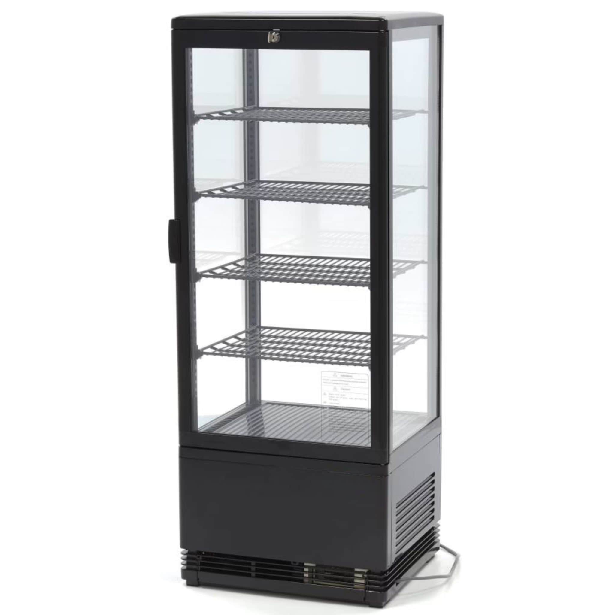 Vitrine Réfrigérée de Comptoir Noire - 4 Faces Vitrés - 98 Litres (4 grilles)