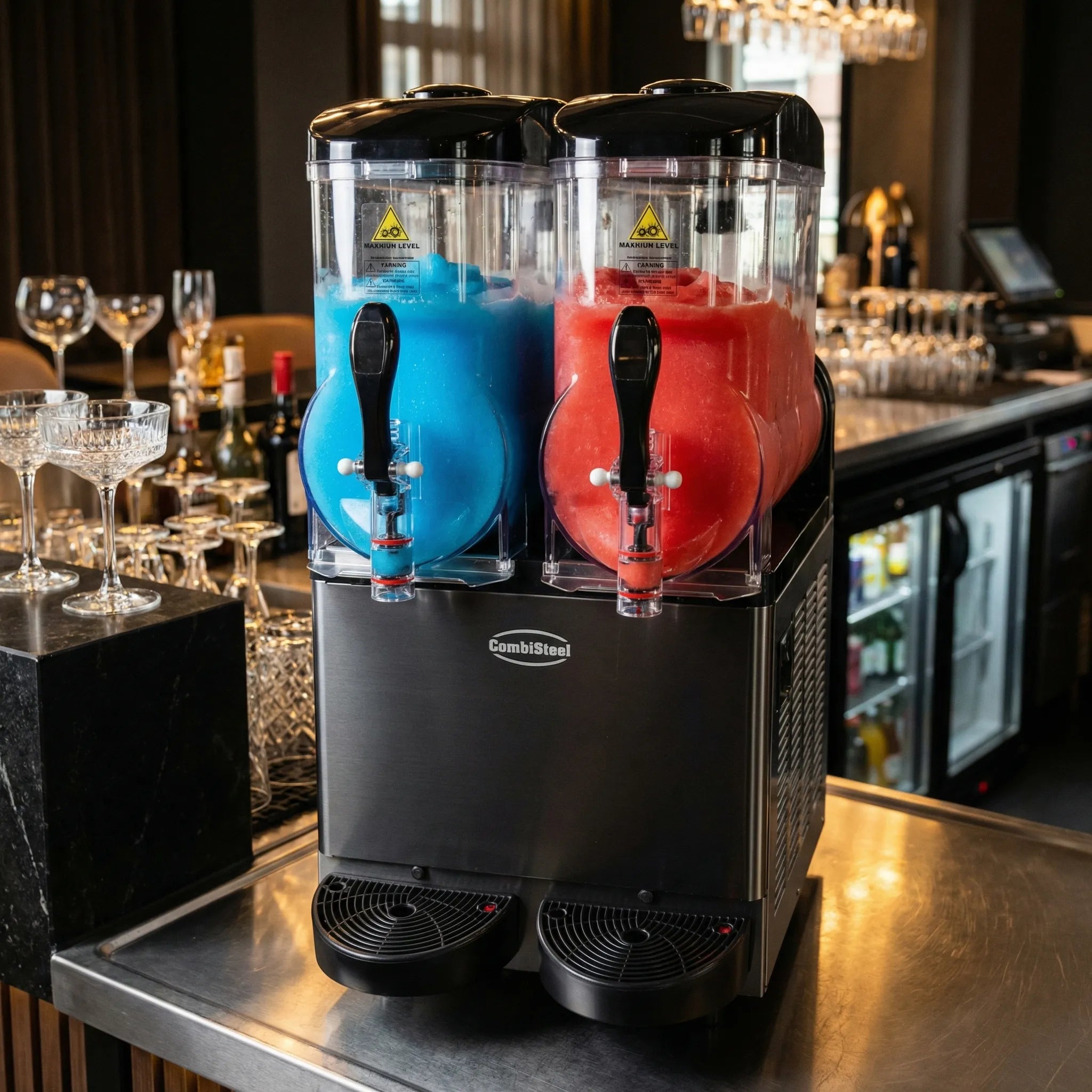 Machine à slush et granita design noire 3 cuves de 12 litres