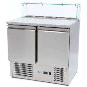 Pizza Saladette with Glass Display 2 Doors 90cm (Granite Top)