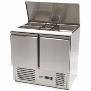 Stainless Steel Refrigerated Saladette 2 Doors 90cm (Stainless Steel Lid)