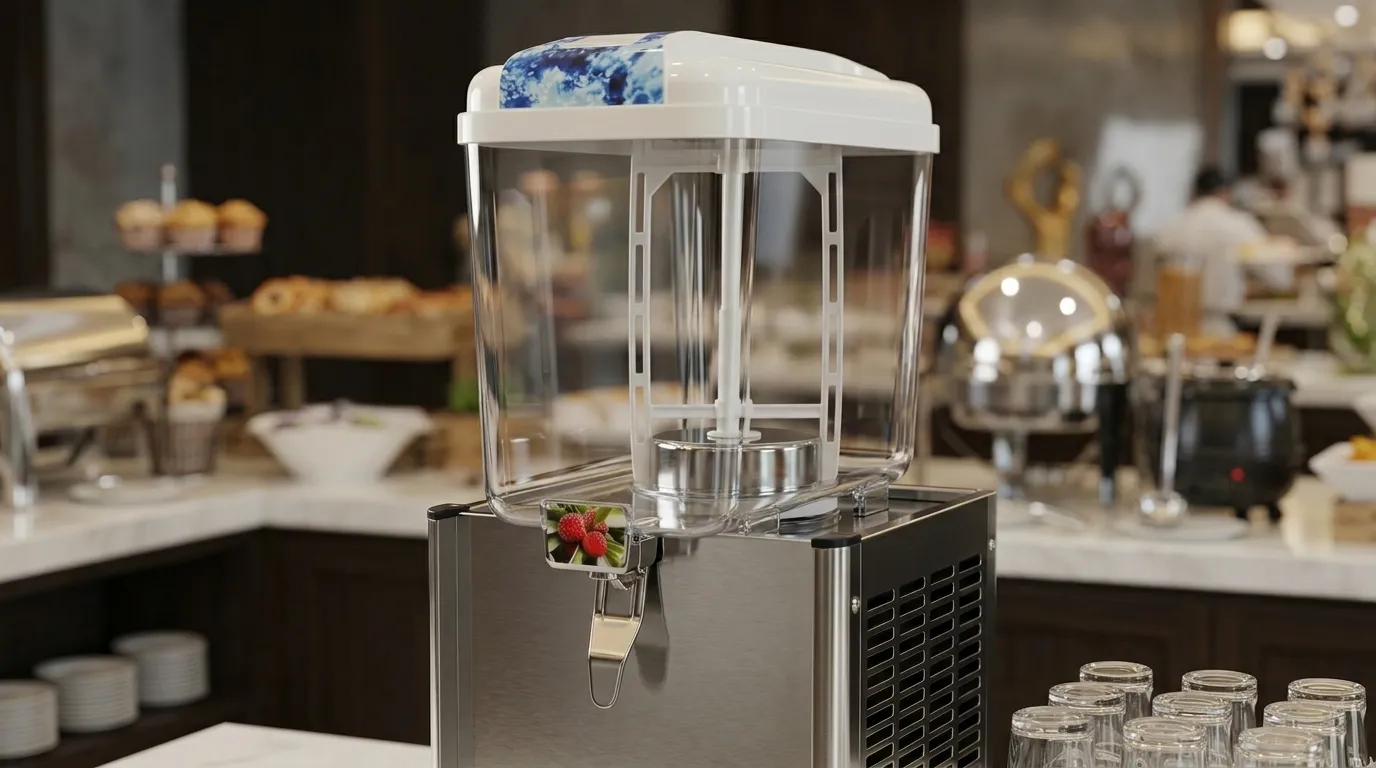 Close-up view of the dispenser with agitator arm