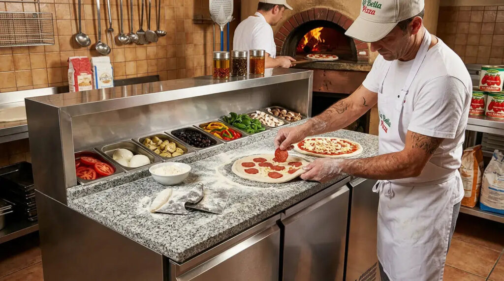 Pourquoi une saladette pizza change vraiment la cadence d’un poste à pizzas