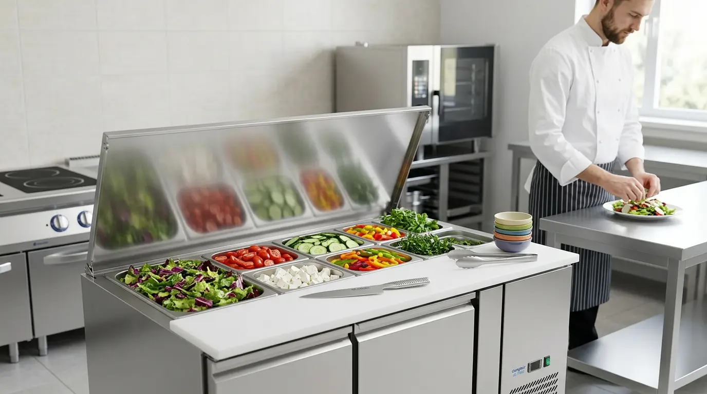Professional stainless steel 3-door refrigerated saladette