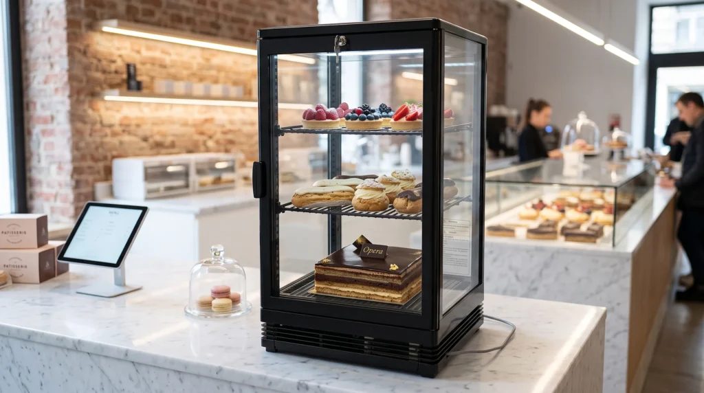 Regolare la temperatura di una vetrina refrigerata senza compromettere i prodotti 1 Vitrine réfrigérée de Comptoir 4 faces